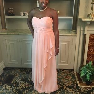 Strapless Crinkle Chiffon Dress with Cascade Skirt